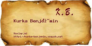 Kurka Benjámin névjegykártya